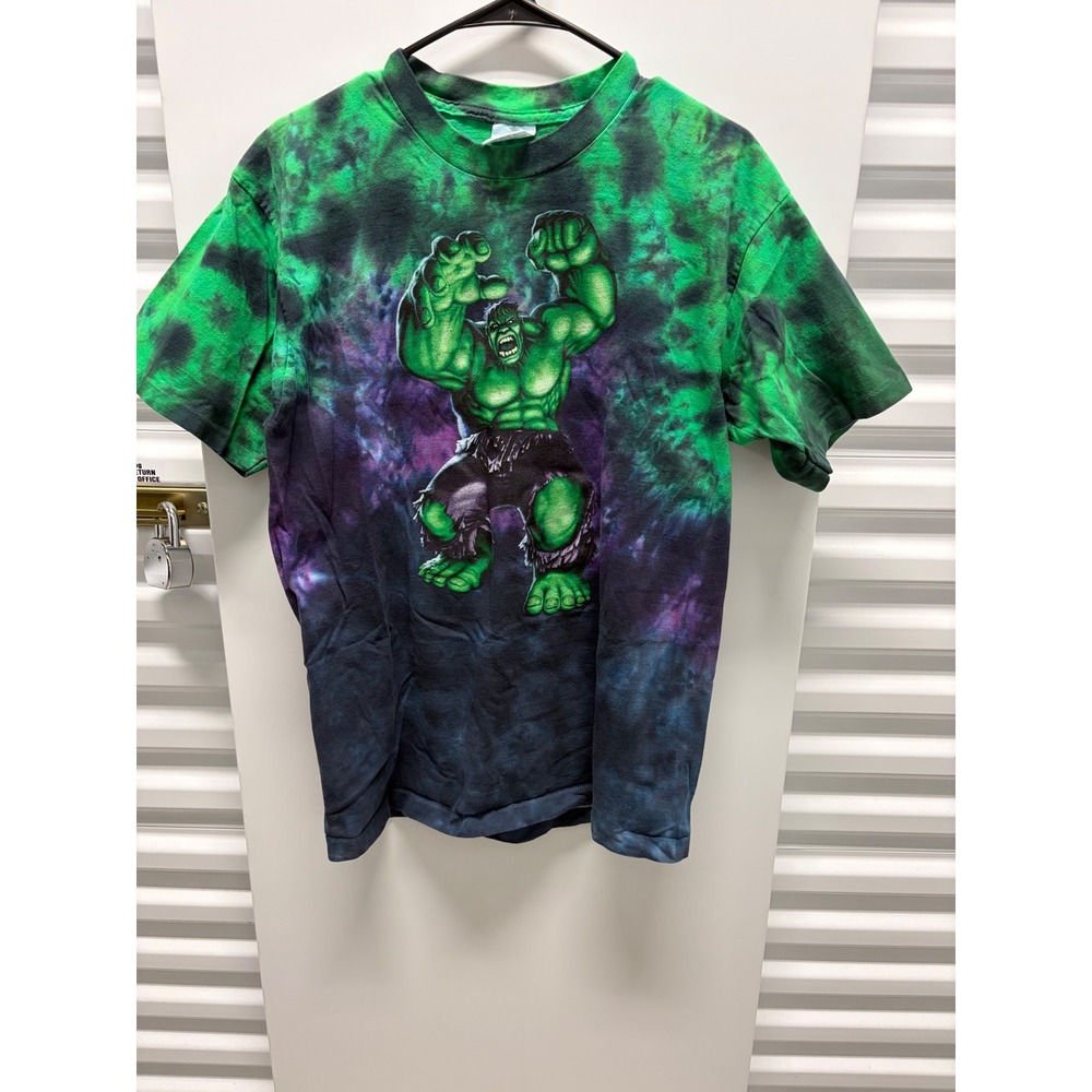 Vintage Alore Marvel Incredible Hulk T-Shirt Mens L Green Tie Dye Graphic Good